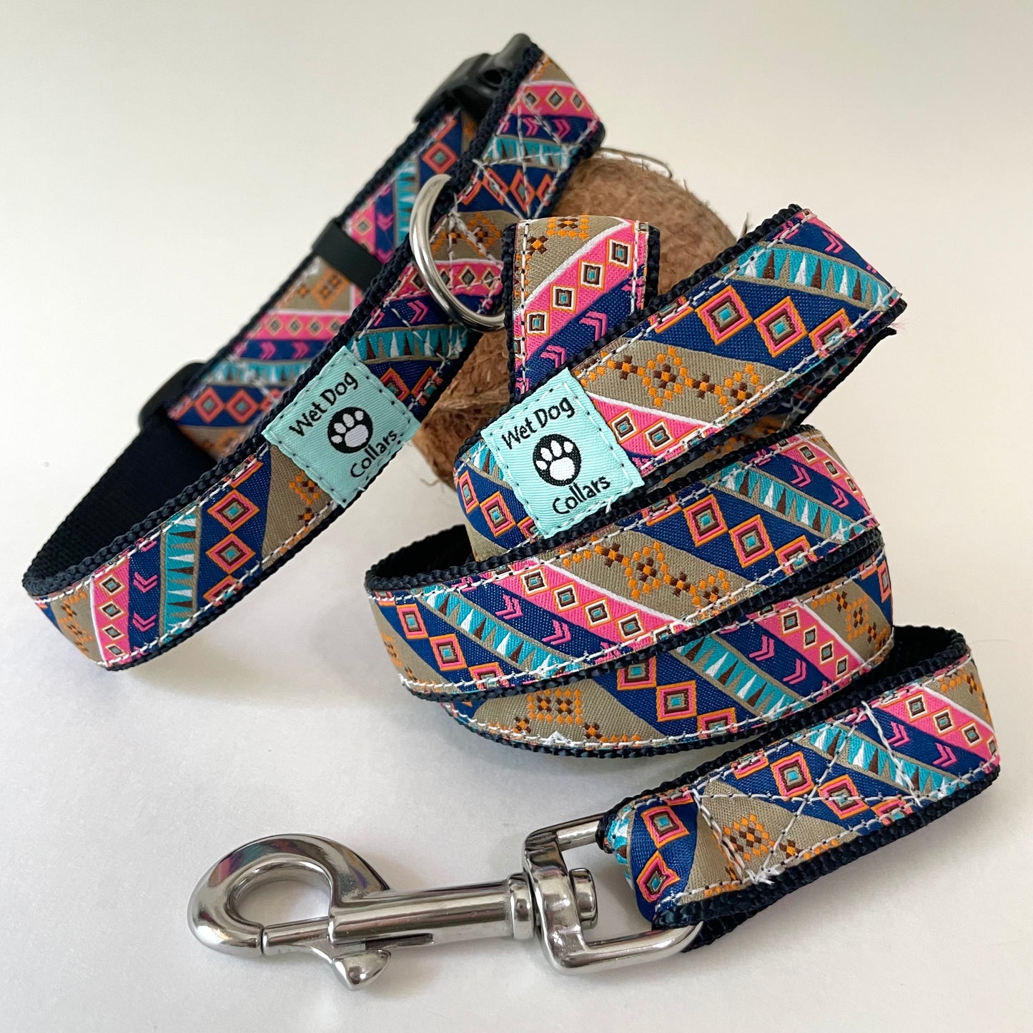 bandana design on dog collar for beach dogs with rust proof metal