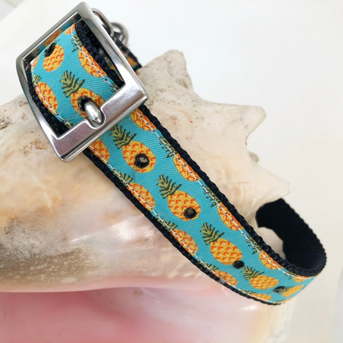 Dog collar with stainless buckle, custom made