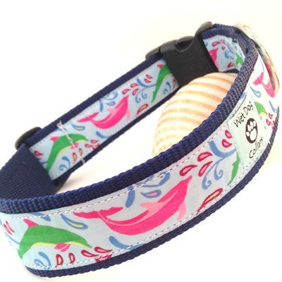 Dolphins Wide Dog Collar