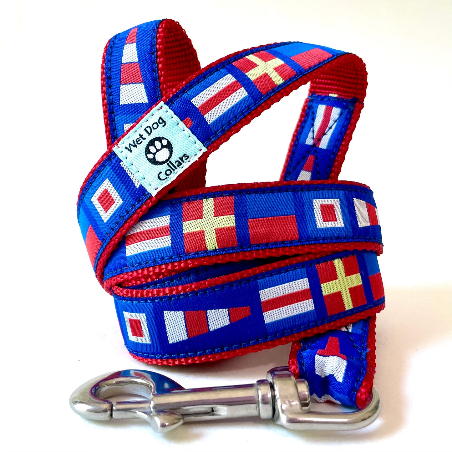 Nautical flags CREW dog leash with stainless rust resistant swivel clip for the boat dog 