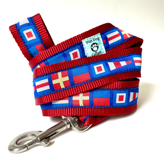 Dog leash with international flag pattern boat alphabet and stainless steel leash clip