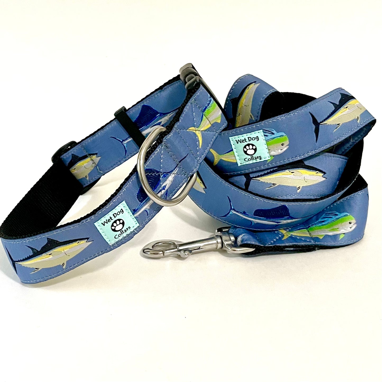 Fish Tales Wide Dog Collar and Leash