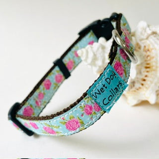 Retro Rosie Narrow Dog Collar and Leash