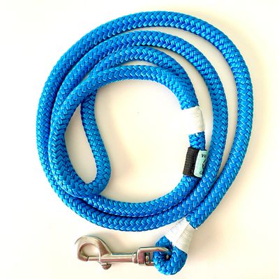 Handmade blue rope dog leash with seize proof stainless steel swivel clip