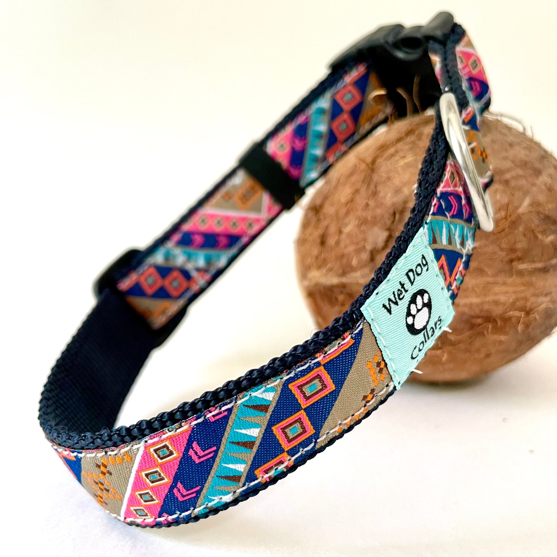 bandana design on dog collar for beach dogs with rust proof metal WDC