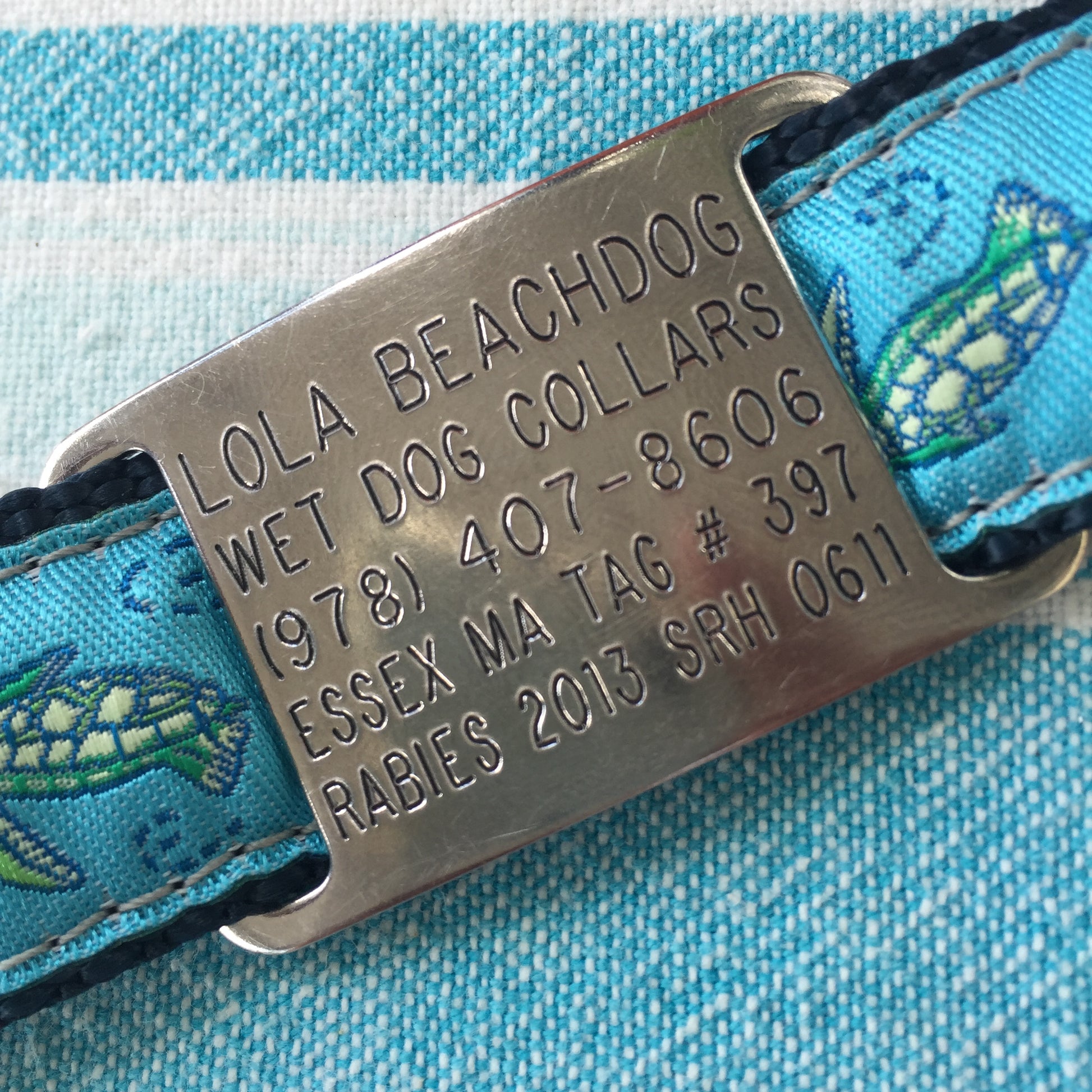 stainless steel slide on dog name tag