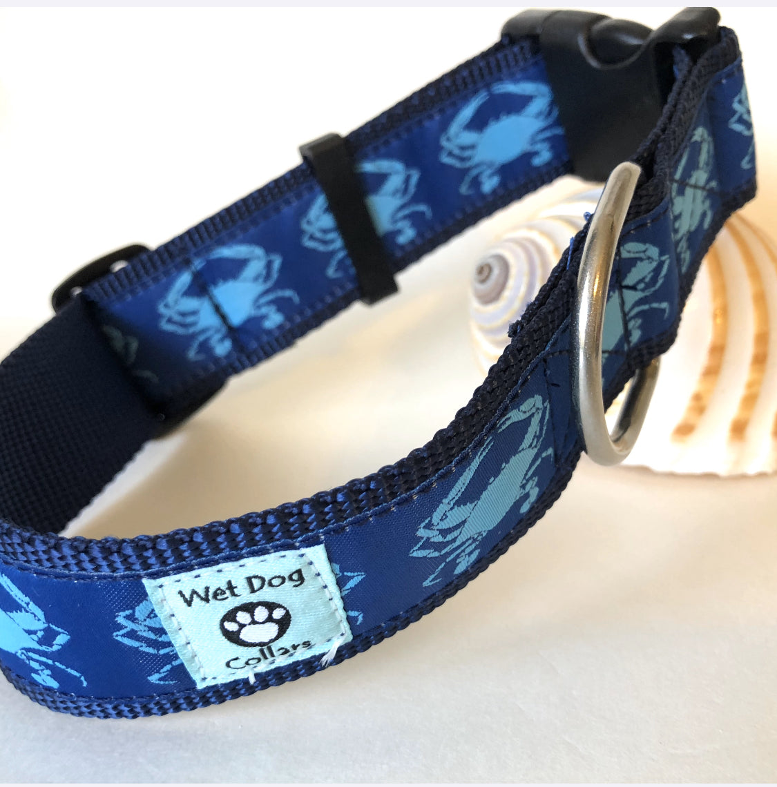 Blue Crabs Wide Dog Collar and Leash