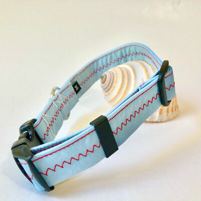 Light Blue Sailcloth Dog Collar