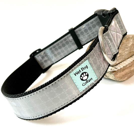 Reflective dog collar with stainless rust proof hardware